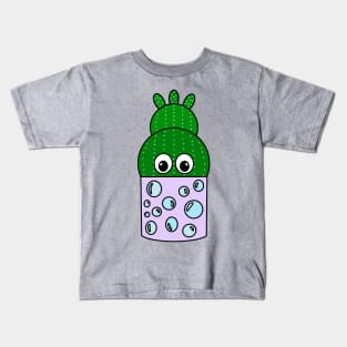 Cute Cactus Design #269: Cactus In Painted Bubble Pot Kids T-Shirt